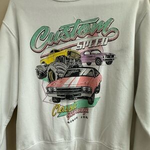 White Car Graphic Sweater